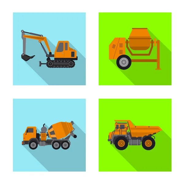 Conception vectorielle du logo de construction et de construction. Collection d'illustration vectorielle de stock de construction et de machines . — Image vectorielle