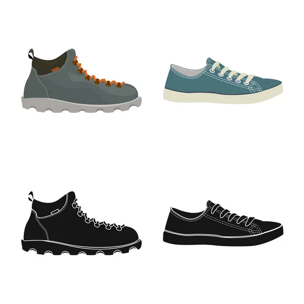 Design vettoriale della scarpa e del logo delle calzature. Set di scarpe e icona vettoriale del piede per magazzino . — Vettoriale Stock