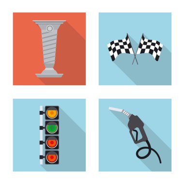 Vector design of car and rally symbol. Collection of car and race stock symbol for web. clipart