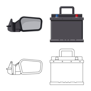 Otomatik ve bölümü simge vektör Illustration. Oto, araba hisse senedi simgesi için web topluluğu.