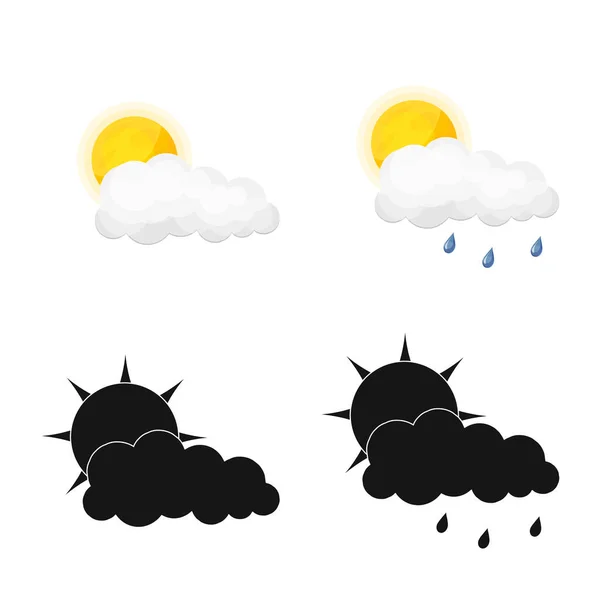 Isoliertes Objekt des Wetters und des Klimas. eine Reihe von Wetter- und Wolkenvektorillustrationen. — Stockvektor