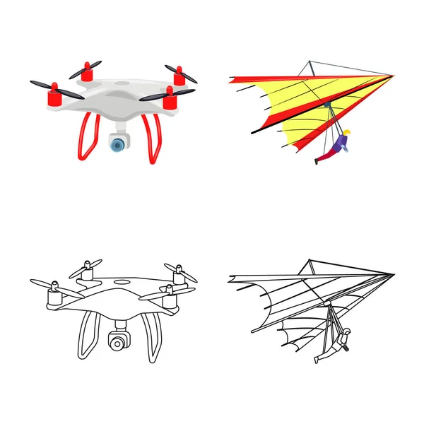 Projeto vetorial de avião e ícone de transporte. Coleção de avião e símbolo de estoque de céu de web . — Vetor de Stock