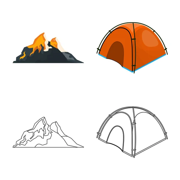 Objet isolé d'alpinisme et icône de pic. Collection d'illustration vectorielle de l'alpinisme et du stock de campements . — Image vectorielle