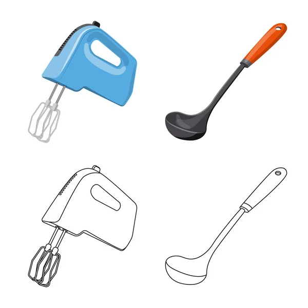 Objeto aislado de cocina y símbolo de cocinero. Conjunto de cocina y electrodomésticos icono vectorial para stock . — Archivo Imágenes Vectoriales