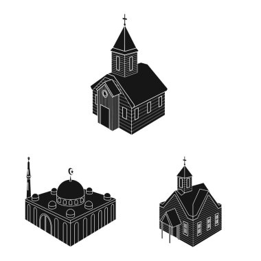 Ayrı bir kilise ve inanç sembolü. Ağ için cemaat ve hisse senedi sembolü seti.