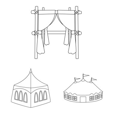 Çatı ve katlama logosu vektör tasarımı. Stok için çatı ve mimari vektör simgesi koleksiyonu.