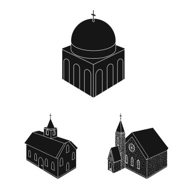 Kilise ve inanç ikonunun vektör tasarımı. Bölgenin toplanması ve web için hisse senedi sembolü oluşturulması.