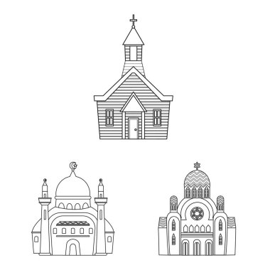 Mimari ve inanç işareti vektör illüstrasyon. Stok için mimari ve tapınak vektör simgesi koleksiyonu.