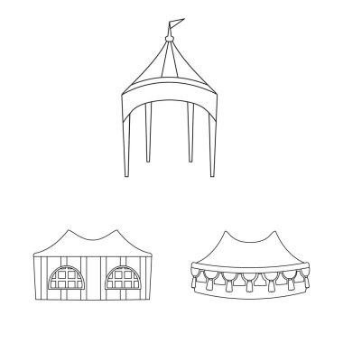 Çatı ve katlama logosu vektör tasarımı. Stok için çatı ve mimari vektör simgesi seti.