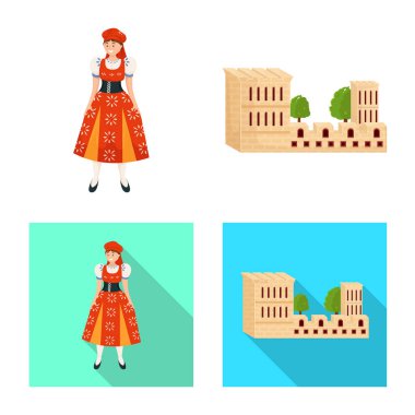 Vektör tasarımı ve tarihi sembol. Stok lar için ülke vektör simgesi kümesi.