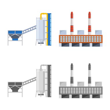 Üretim ve yapısı simge vektör Illustration. Üretim ve stok için teknoloji vektör simge kümesi.