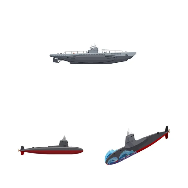 Tekne ve Deniz Kuvvetleri logo yalıtılmış nesne. Tekne ve hisse senedi için derin vektör ikon koleksiyonu. — Stok Vektör
