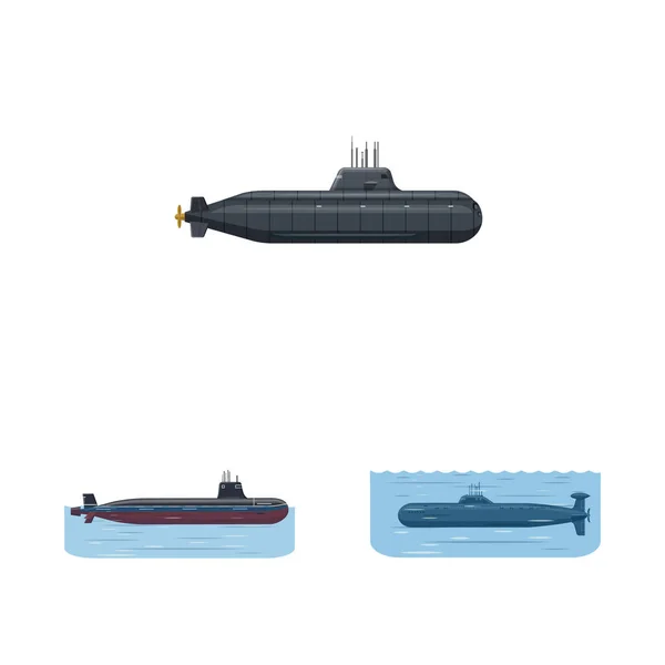 ボートおよび海軍ロゴの孤立したオブジェクト。ボートと web の深い銘柄のセット. — ストックベクタ