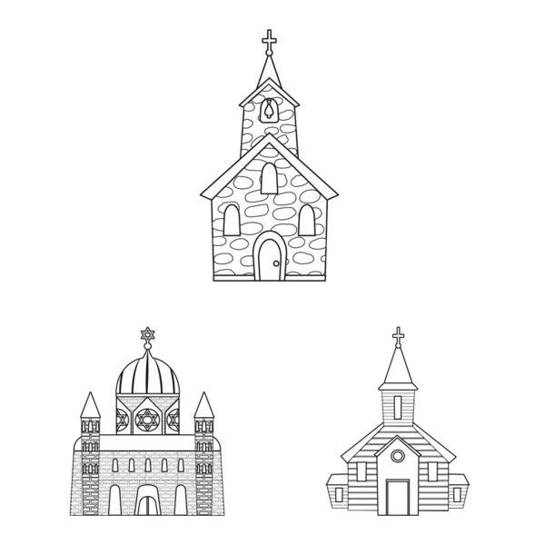 Diseño vectorial de arquitectura y símbolo de fe. Colección de arquitectura y templo símbolo de stock para la web . — Vector de stock