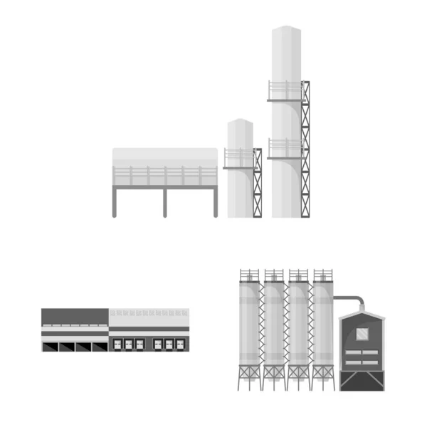 Diseño vectorial del icono de producción y estructura. Conjunto de símbolo de stock de producción y tecnología para web . — Vector de stock