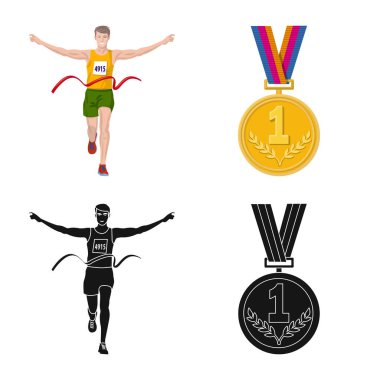 Spor ve kazanan simgesi yalıtılmış nesne. Hisse senedi için spor ve fitness vektör simge kümesi.