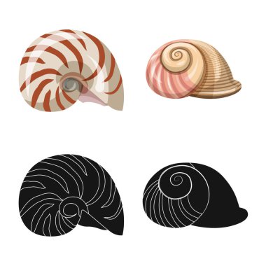 Hayvan ve dekorasyon simge vektör Illustration. Hayvan ve okyanus hisse senedi vektör çizim seti.