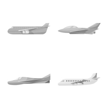 Havacılık ve havayolu sembolünün vektör tasarımı. Stok için havacılık ve hava yolu vektör simgesi kümesi.