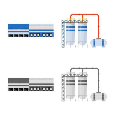 Üretim ve yapısı simgesi yalıtılmış nesne. Üretim ve teknoloji hisse senedi vektör çizim koleksiyonu.