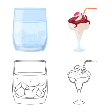 Likör ve restoran simgesinin vektör tasarımı. Web için içki ve bileşen stok sembolü seti.