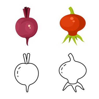 Taze ve kırmızı işaret izole nesne. Stok için taze ve organik vektör simgesi koleksiyonu.