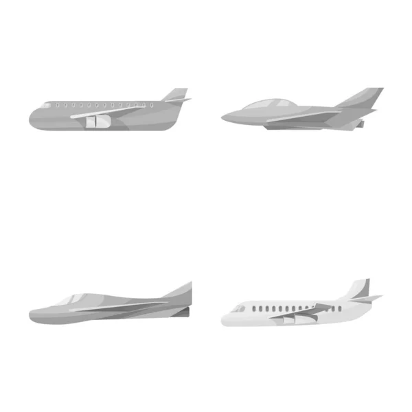 Diseño vectorial de la aviación y símbolo de la aerolínea. Conjunto de icono de vector de aviación y vías respiratorias para stock . — Vector de stock