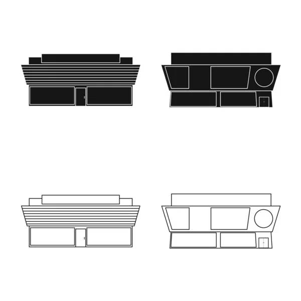 Ilustración vectorial del icono de la boutique y la construcción. Colección de boutique y paisaje urbano vector de la ilustración . — Archivo Imágenes Vectoriales