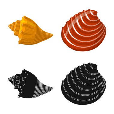 Hayvan ve dekorasyon simgesi yalıtılmış nesne. Hayvan ve okyanus hisse senedi vektör çizim topluluğu.