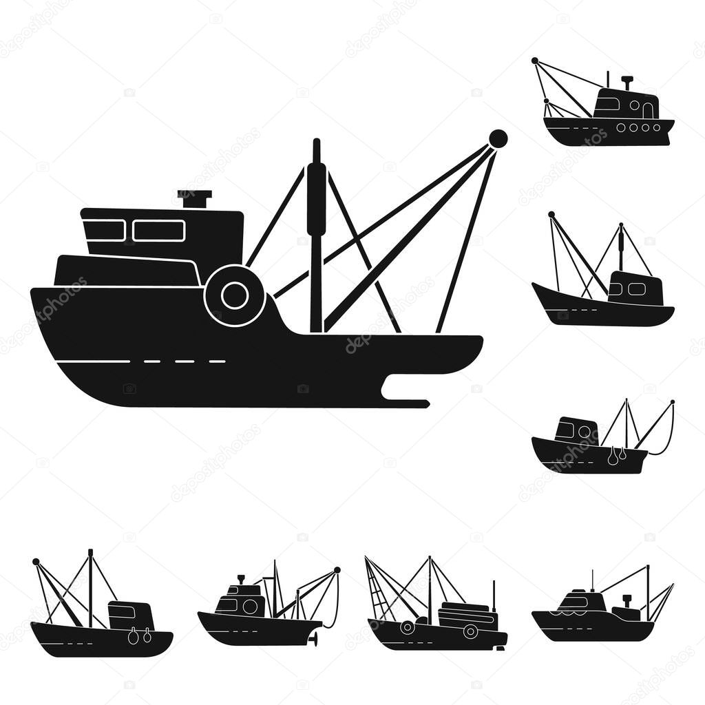 Isolated object of shipping and yacht logo. Collection of shipping and fishing stock symbol for web.