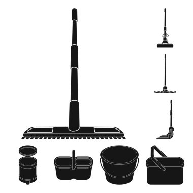 Hizmet ve çamaşır amblemi vektör tasarımı. Hizmet ve ev işi vektör illüstrasyonu koleksiyonu.