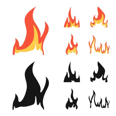 Parlak ve tehlikeli işaretin vektör çizimi. Ağ için parlak ve vahşi ateş stok sembolü koleksiyonu.