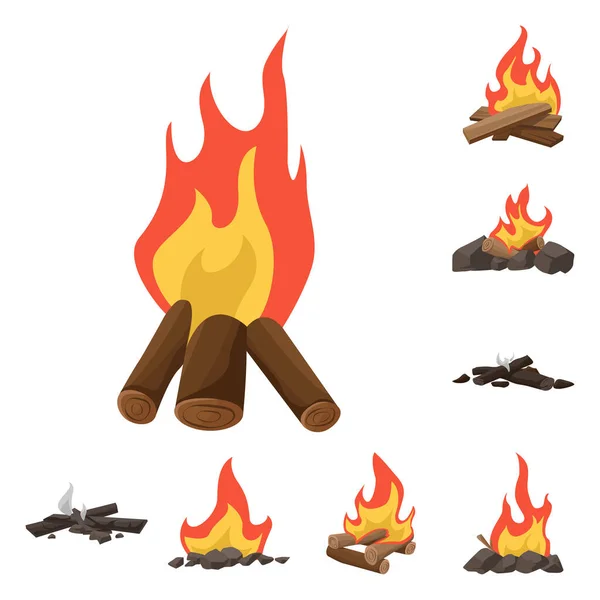 Vector illustration of flame and fire icon. Set of flame and camp vector icon for stock. — Stock Vector