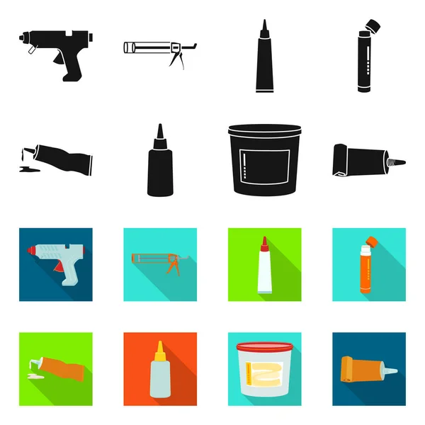 Vector illustratie van apparatuur en stickies pictogram. Verzameling van apparatuur en bevestigingsmateriaal symbool voor web. — Stockvector