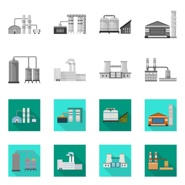 Vector design of factory and industry sign. Collection of factory and construction vector icon for stock. — Stock Vector