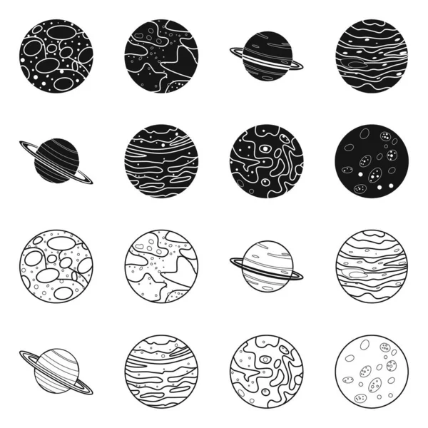 Isoliertes Objekt der Galaxie und Orbit-Symbol. Sammlung von Galaxien- und Kosmos-Aktiensymbol für das Web. — Stockvektor