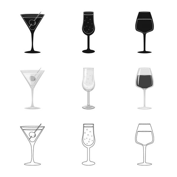 Ilustración vectorial de licor y logotipo del restaurante. Conjunto de ilustración de vectores de existencias de licor e ingredientes . — Vector de stock