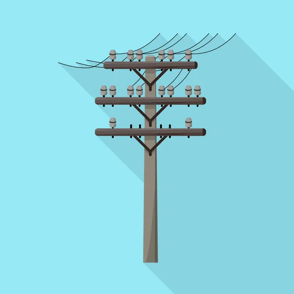 Objet isolé de pilier et symbole en bois. Élément Web du pilier et du symbole du matériel électrique pour le Web . — Image vectorielle