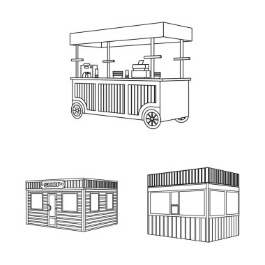 Vektör Illustration Pazar ve küçük sembolü. Web için Pazar ve gıda stok sembolü seti.