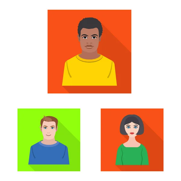 Diseño vectorial de perfil e icono de retrato. Conjunto de perfil y profesión icono vectorial para stock . — Vector de stock