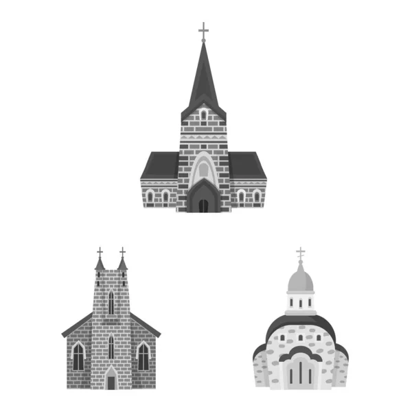 Geïsoleerd object van architectuur en geloofssymbool. Set van architectuur en traditionele voorraad vector illustratie. — Stockvector