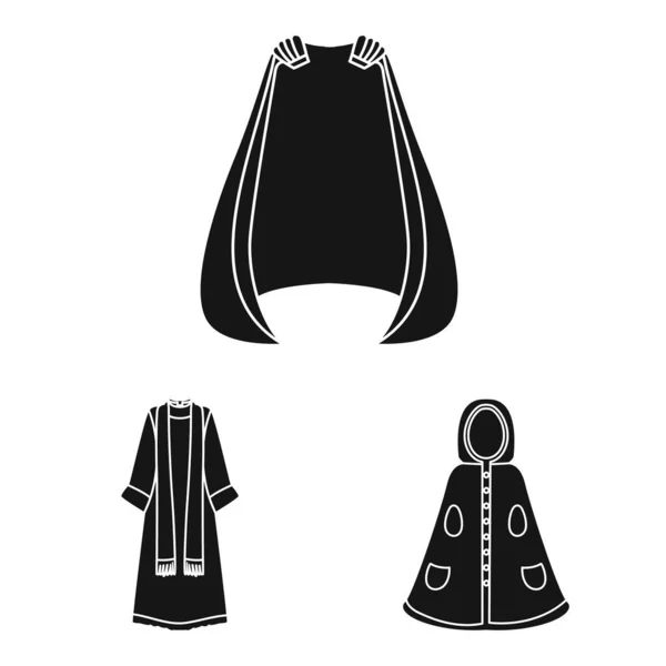 Design vettoriale dell'icona in tessuto e indumento. Set di stoffa e abbigliamento stock simbolo per il web . — Vettoriale Stock