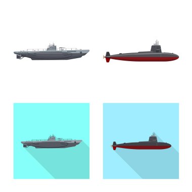 Savaş ve gemi logo vektör tasarımı. Savaş ve filo hisse senedi vektör çizim.