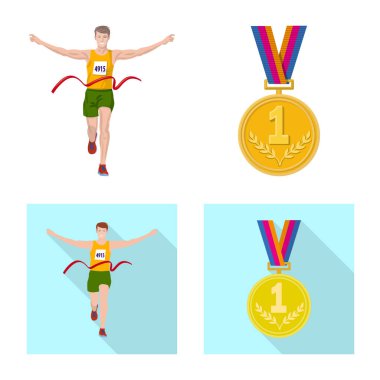 Spor ve kazanan simge vektör tasarımı. Hisse senedi için spor ve fitness vektör simge kümesi.