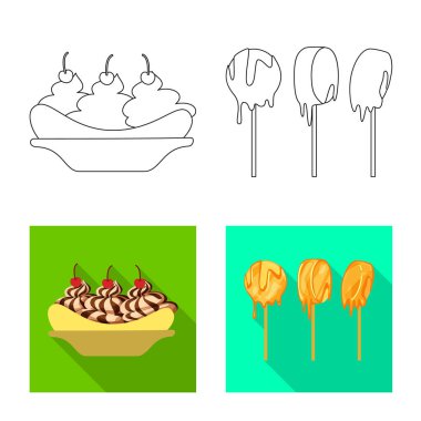 Doğal ve vejetaryen simge vektör Illustration. Doğal ve yeme hisse senedi vektör çizim seti.