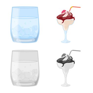 Likör ve restoran simgesiizole nesne. Stok için likör ve bileşen vektör simgesi seti.