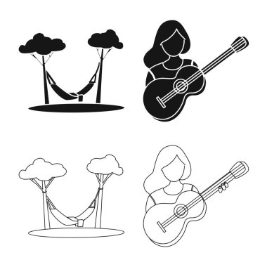 Trekking ve yaban hayatı logosu vektör illüstrasyon. Web için trekking ve eğlence stok sembolü seti.