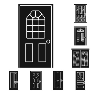 Dekoratif ve inşaat logosunun vektör çizimi. Stok için dekoratif ve içsel vektör simgesi koleksiyonu.