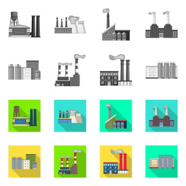 Sanayinin ve bitki sembolünün izole nesnesi. Web için endüstri ve teknoloji hisse senedi koleksiyonu.