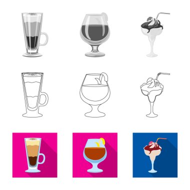 Likör ve restoran logosunun izole nesnesi. Likör ve malzeme stok vektör illüstrasyon seti.