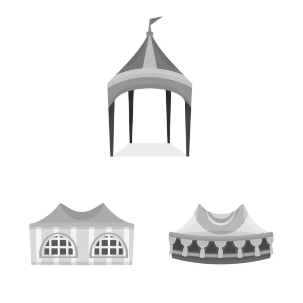 Vektor-Design von Outdoor-und Architektur Zeichen. Set von Outdoor-und Shelter-Vektor-Symbol für Lager. — Stockvektor